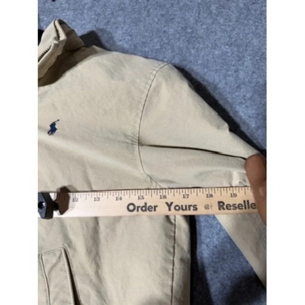 Polo Ralph Lauren Kids Khaki Beige Hooded Canva Jacket Size S 8/10 Cotton